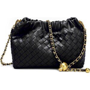 Woven Women's Crossbody Bag Woven Leather-black